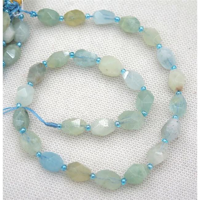 Aquamarine nugget beads, faceted freeform