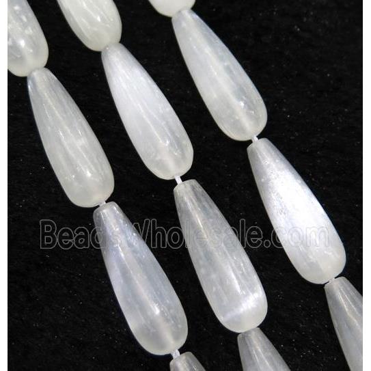 Calcite teardrop beads, white