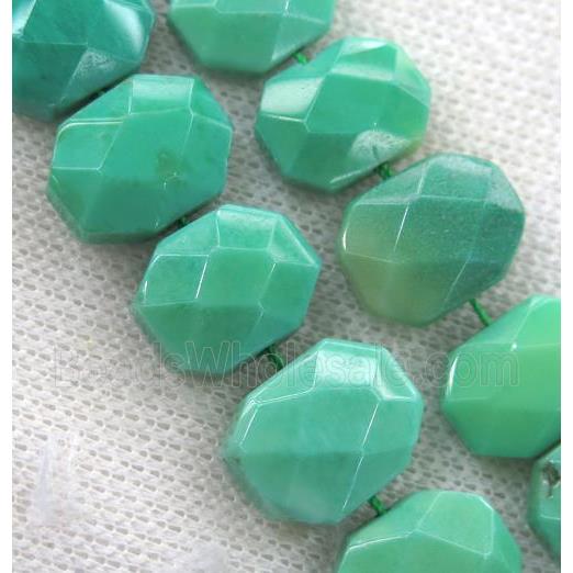 green Grass Agate beads, faceted rectangle