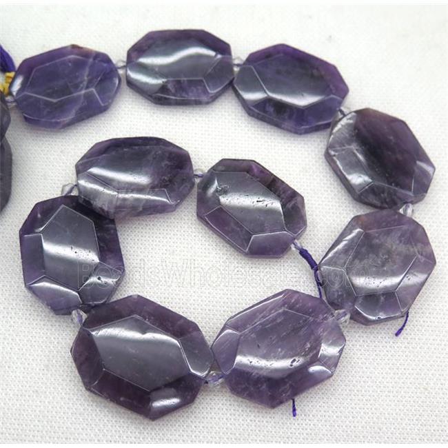 Amethyst slice beads, faceted freeform, purple