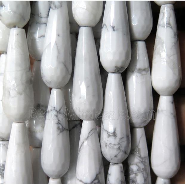 white howlite turquoise beads, faceted teardrop