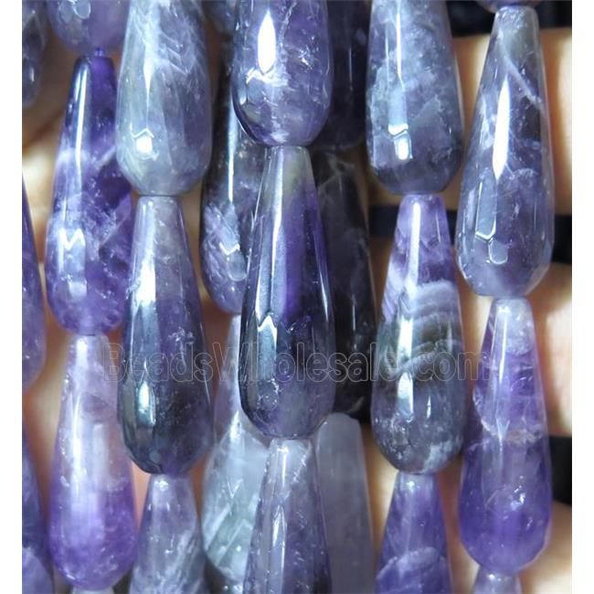purple Amethyst bead, faceted teardrop