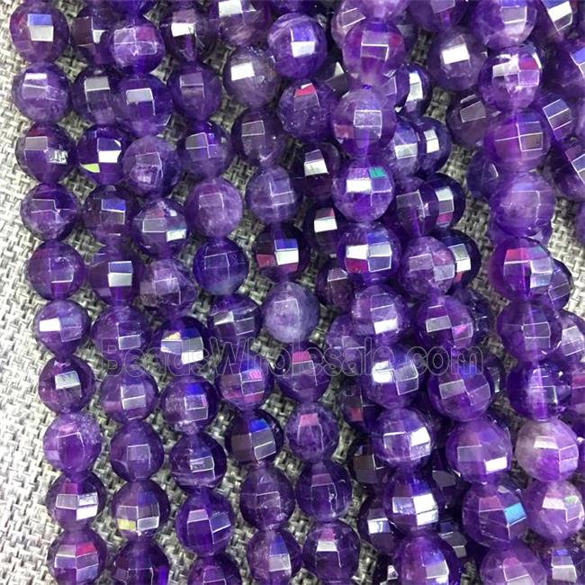 purple Amethyst beads, Pumpkin, faceted round