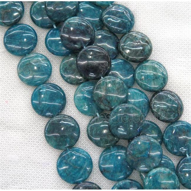 blue Apatite beads, coin