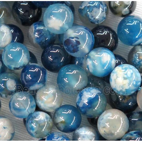 round Cherry Agate beads, blue