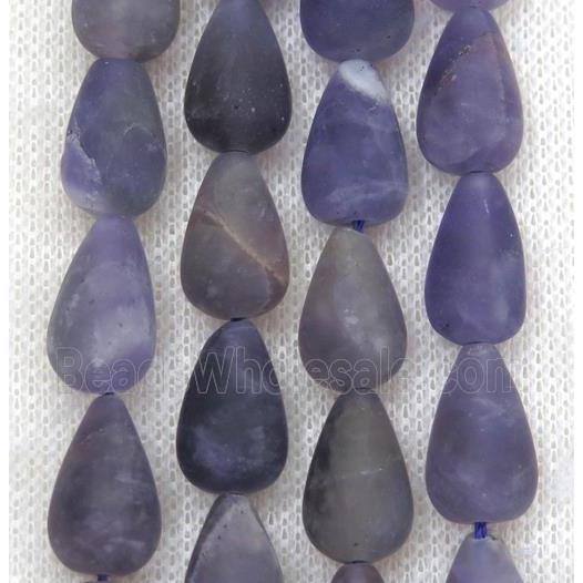 purple teardrop Amethyst beads, matte