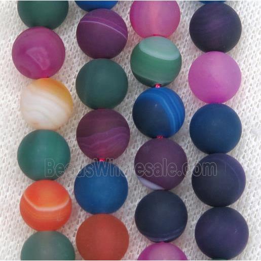 round matte striped Agate beads, mix color