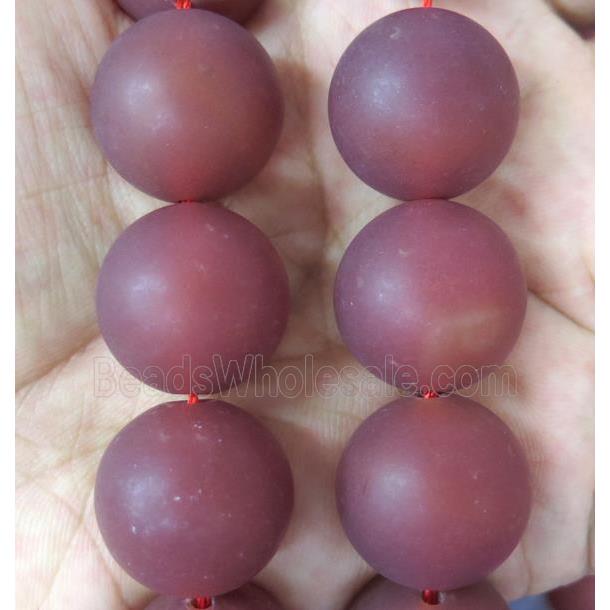 large round Red Agate beads, matte