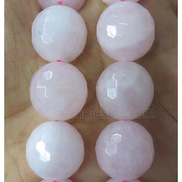 large Rose Quartz beads, faceted round, pink
