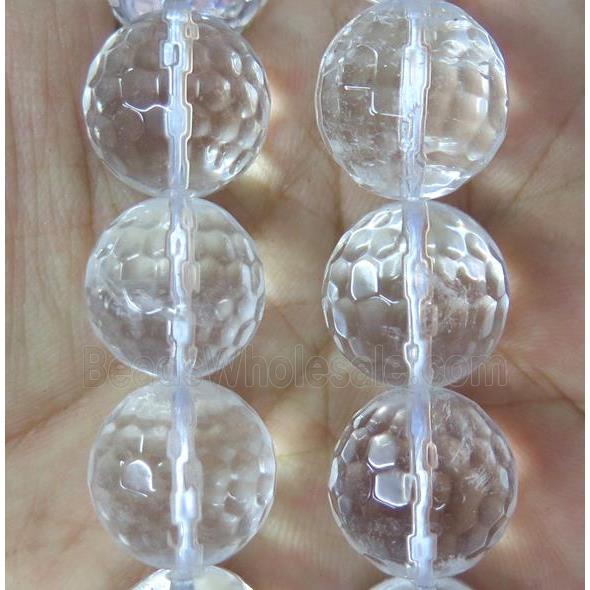 large Clear Quartz beads, faceted round