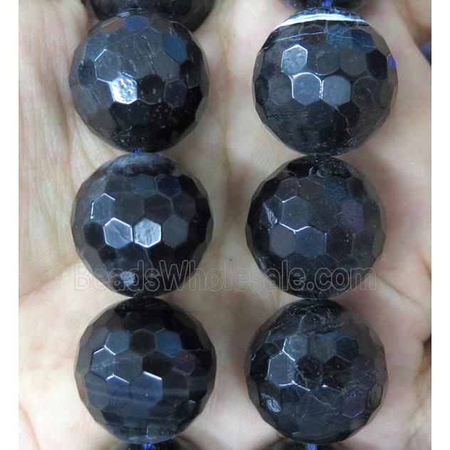 large Black Agate beads, faceted round