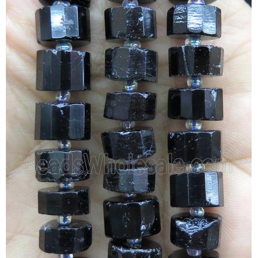black Tourmaline beads, faceted heishi