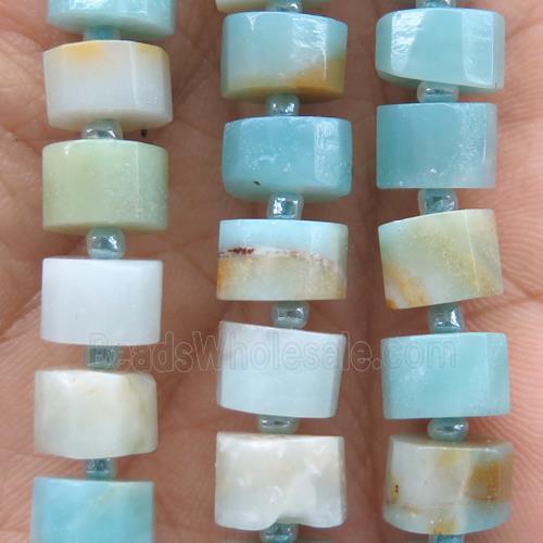 Amazonite bead, faceted heishi