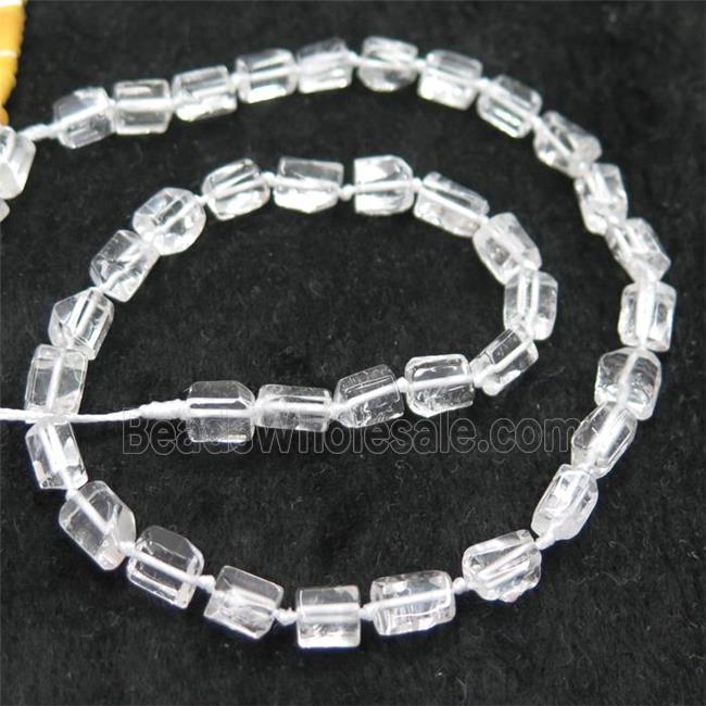 Clear Quartz chip bead, tube, polished