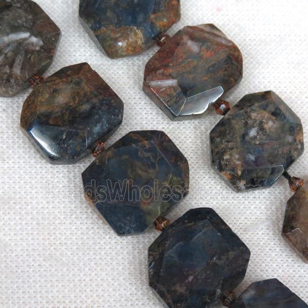 Tiger Quartz nugget bead, faceted rectangle
