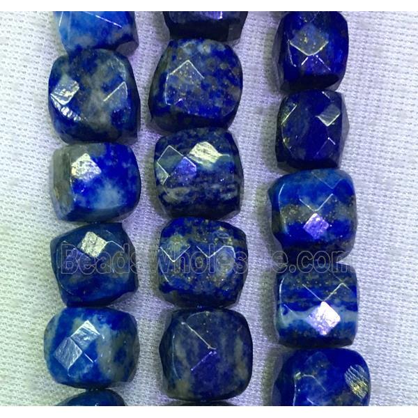 blue Lapis Lazuli bead, faceted cube