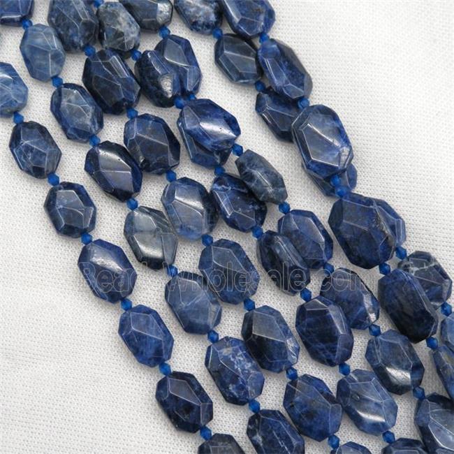 blue Sodalite beads, faceted rectangle