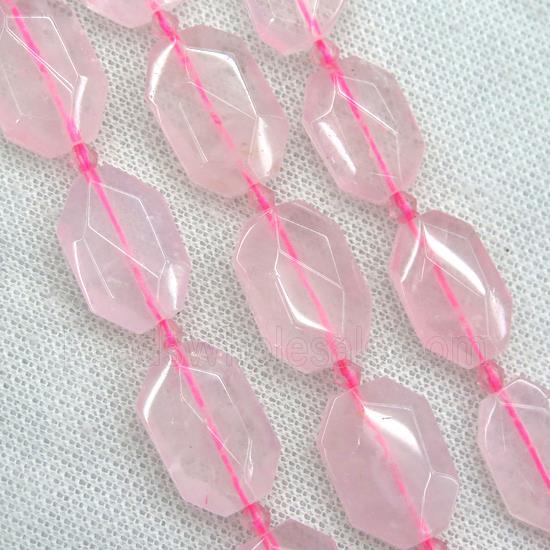 Rose Quartz beads, pink, faceted rectangle