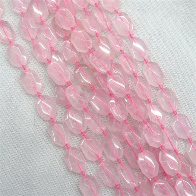 Rose Quartz beads, pink, faceted rectangle