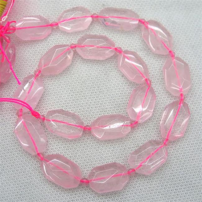 Rose Quartz beads, pink, faceted rectangle