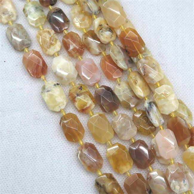 Yellow Opal Jasper beads, faceted rectangle
