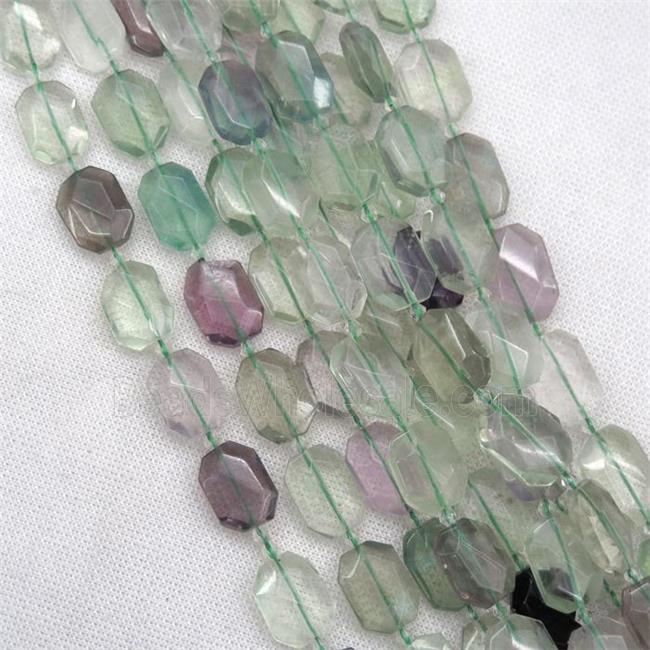 green Fluorite beads, faceted rectangle