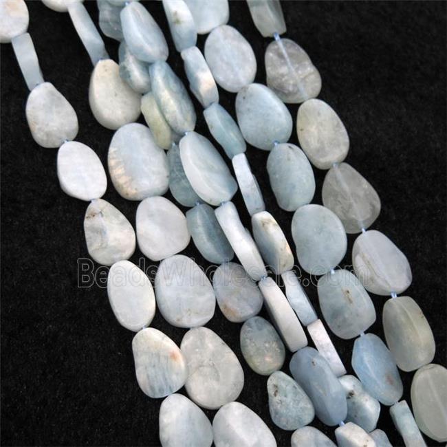 Aquamarine beads, matte, freeform