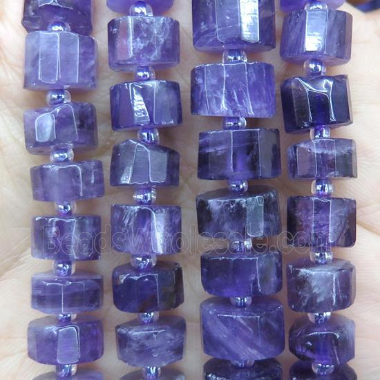 purple Amethyst beads, faceted heishi