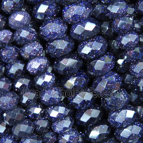 blue sandStone beads, faceted rondelle