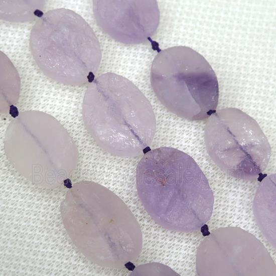 lavender Amethyst bead, rough oval