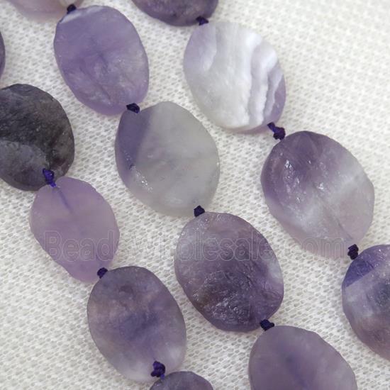 Dog teeth Amethyst beads, rough oval