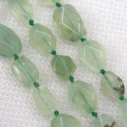 geen Prehnite bead, faceted freeform