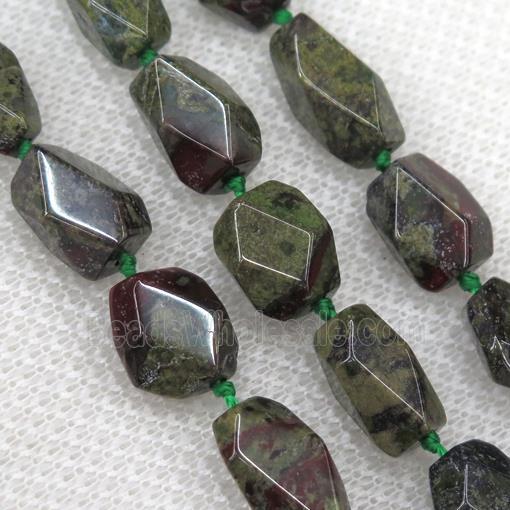 Dragon BloodStone chip beads, faceted freeform