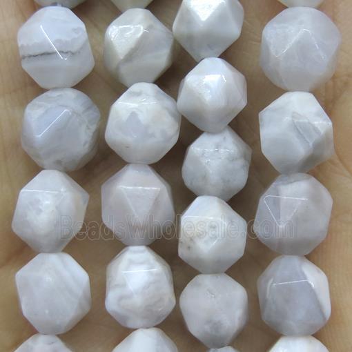 faceted round White Chinese Crazy Agate beads ball