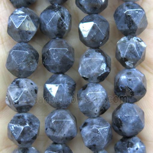 faceted round Black larvikite Labradorite ball beads