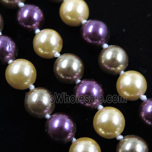 Pearlized Shell knoted necklace, round