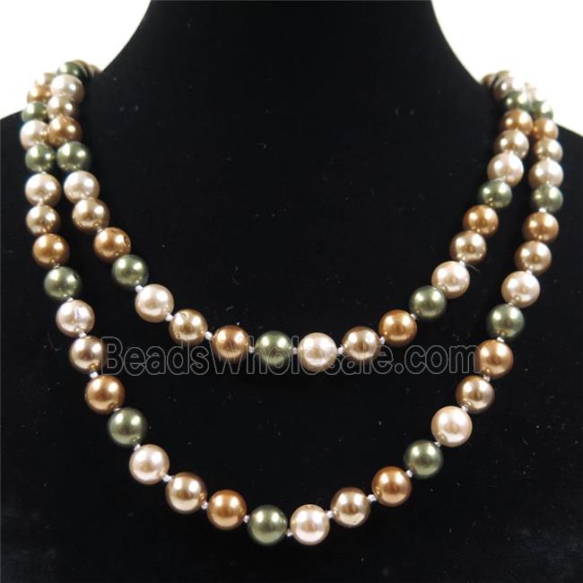 Pearlized Shell knoted necklace, round