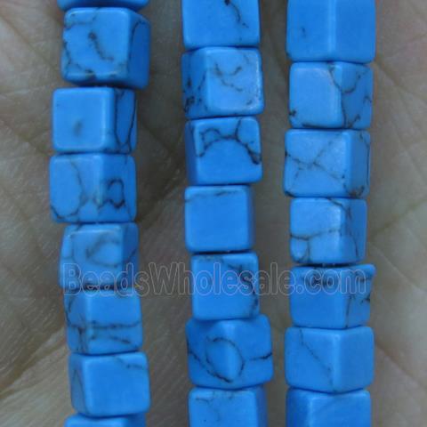 blue Turquoise cube beads, dye