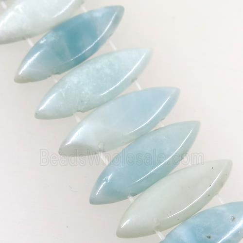 Amazonite oval beads with 2holes, blue