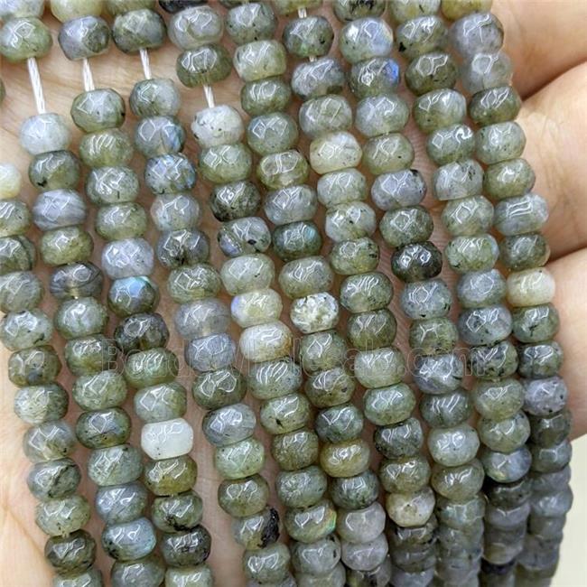 Labradorite bead, faceted rondelle