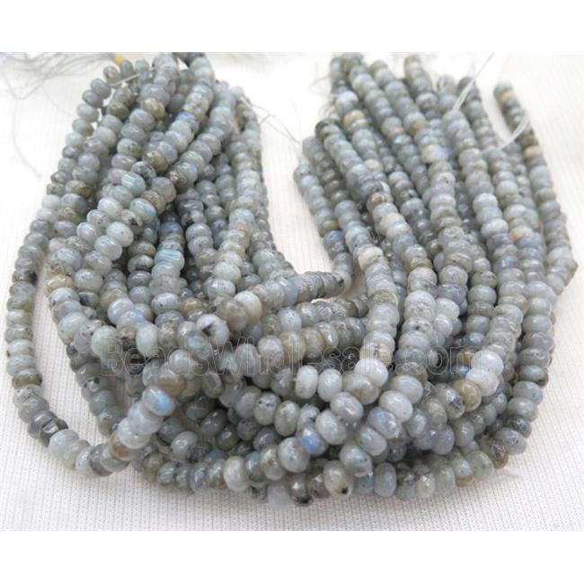 Labradorite bead, faceted rondelle