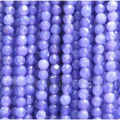 tiny jade bead, faceted round, dye lavender