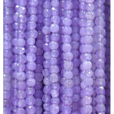 tiny jade bead, faceted round, dye lavender