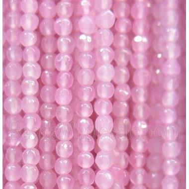 tiny jade seed beads, faceted round, dye pink