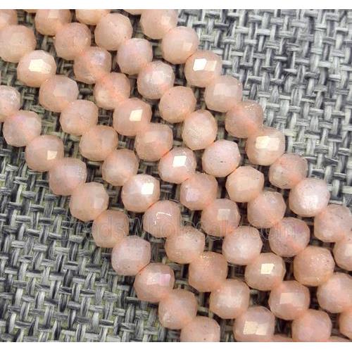 orange MoonStone beads, faceted rondelle