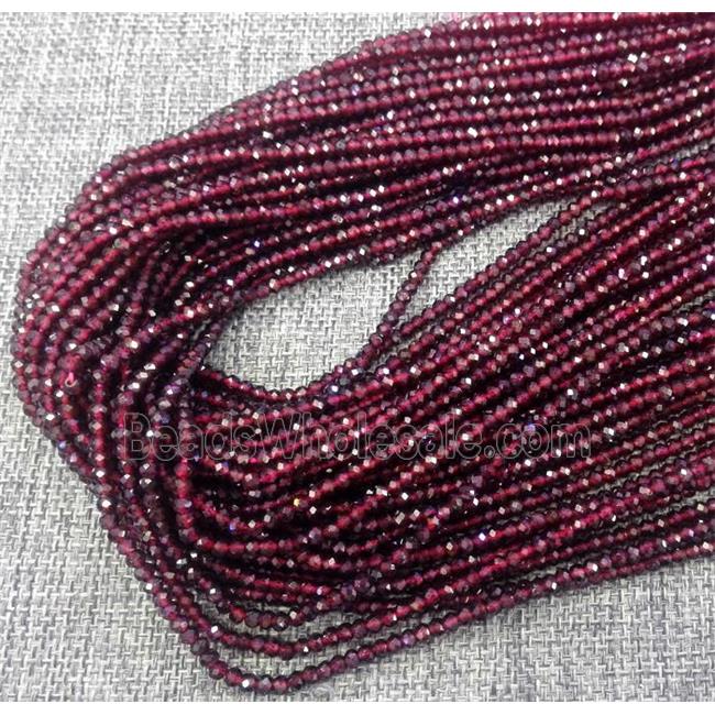 tiny red Garnet beads, faceted rondelle
