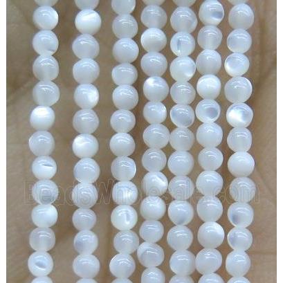 tiny round pearl shell beads, white