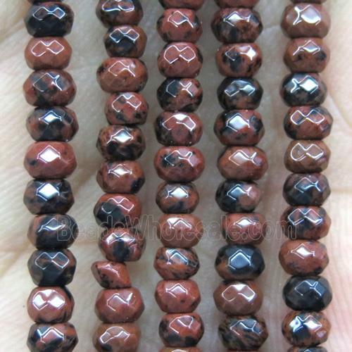 tiny Autumn Jasper beads, faceted rondelle