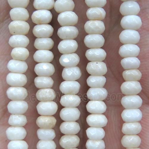 tiny white jade beads, faceted rondelle