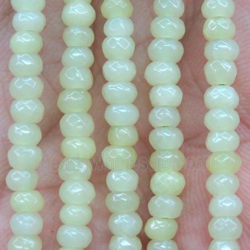 tiny lenon jade beads, faceted rondelle